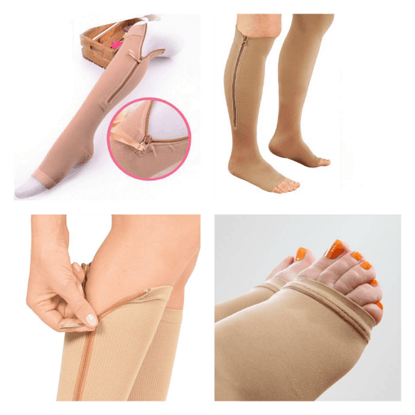 An example of how to use compression stockings for varicose veins